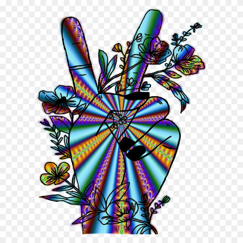 3840x3840 Peace Hippie Trippy Psychedelic Hand Signlanguage Peace - Psychedelic Clipart
