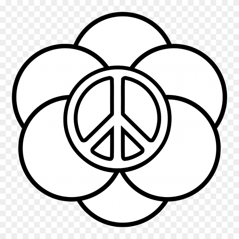1024x1024 Peace Sign Mandala Coloring Pages - Mandala Clipart Black And White