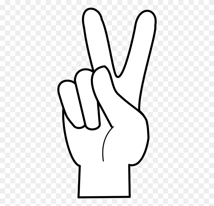 390x749 Peace Symbols V Sign Finger - Peace Sign Clipart Black And White