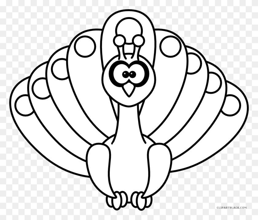 999x841 Peacock Black And White Outline - Peacock Clipart Black And White