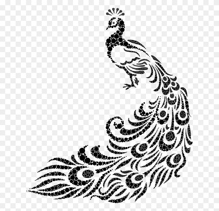638x750 Peafowl Drawing Bird Feather Black And White - Peacock Clipart Black And White
