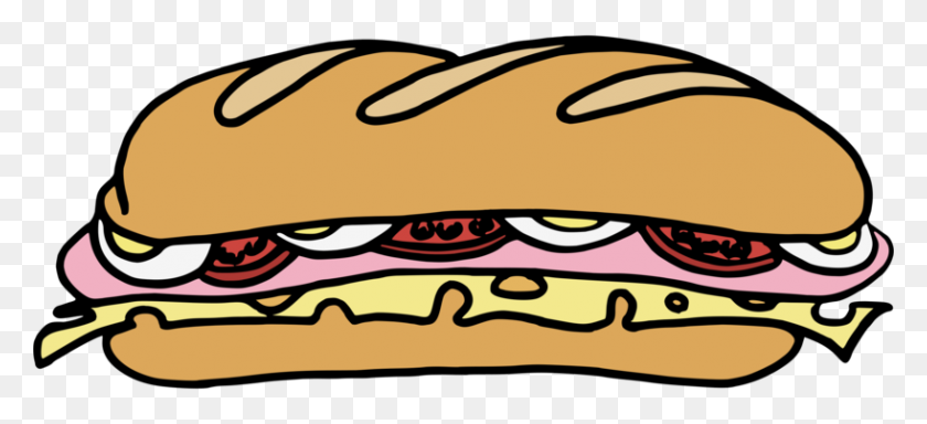 818x340 Peanut Butter And Jelly Sandwich Delicatessen Submarine Sandwich - Subway Clipart
