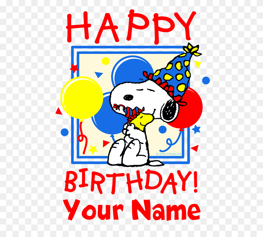 700x700 Женская Темная Футболка Peanuts Happy Birthday Red Pe - Snoopy Happy Birthday Clip Art
