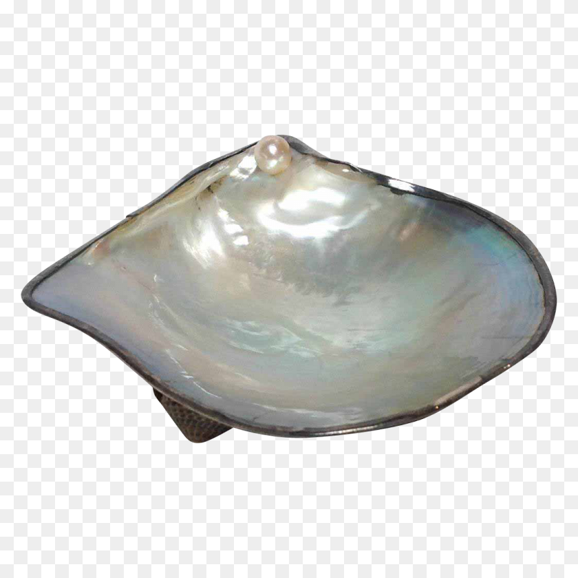 1040x1040 Pearl Oyster Shell Dish With Sterling Japanese Collectibles - Oysters PNG