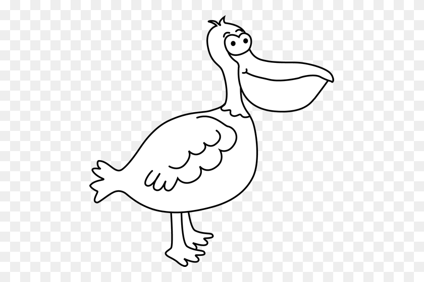 485x500 Pelican Clipart Black And White - Bird Clipart Black And White