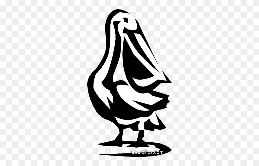 274x480 Pelican Royalty Free Vector Clip Art Illustration - Pelican Clipart Black And White