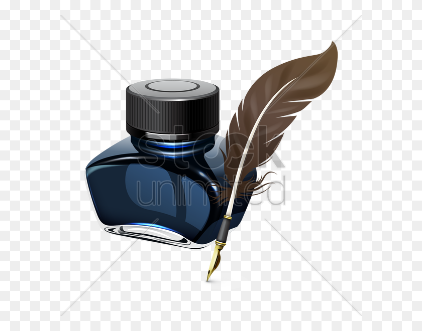 600x600 Pen And Ink Bottle Png Transparent Pen And Ink Bottle Images - Feather Vector PNG