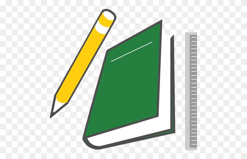 500x480 Pen, Notebook And Ruler Vector Image - Ruler Clipart
