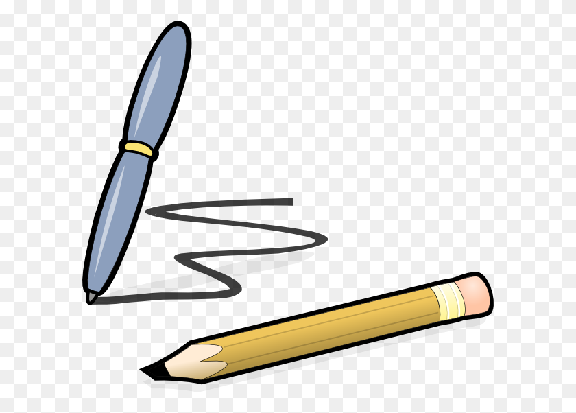 600x542 Pen Pencil Clip Art Бесплатный Вектор - Pencil And Notebook Clipart