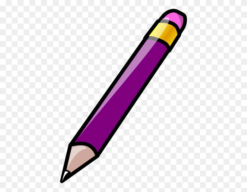 432x593 Карандашный Клипарт Фиолетовый - Написание На Бумаге Клипарт