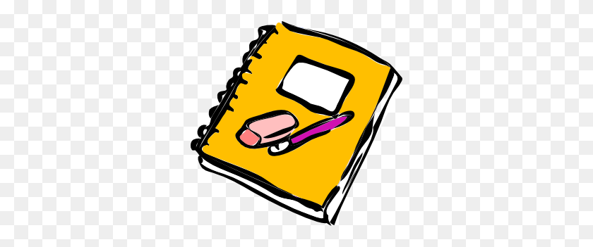 300x291 Pencil Eraser And Journal Clip Art - Reading And Writing Clipart
