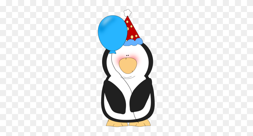 189x393 Penguin Clipart Happy Birthday - Winter Break Clipart