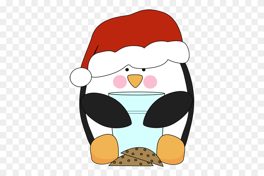 396x500 Penguin Clipart Santa - Santa Clipart Black And White
