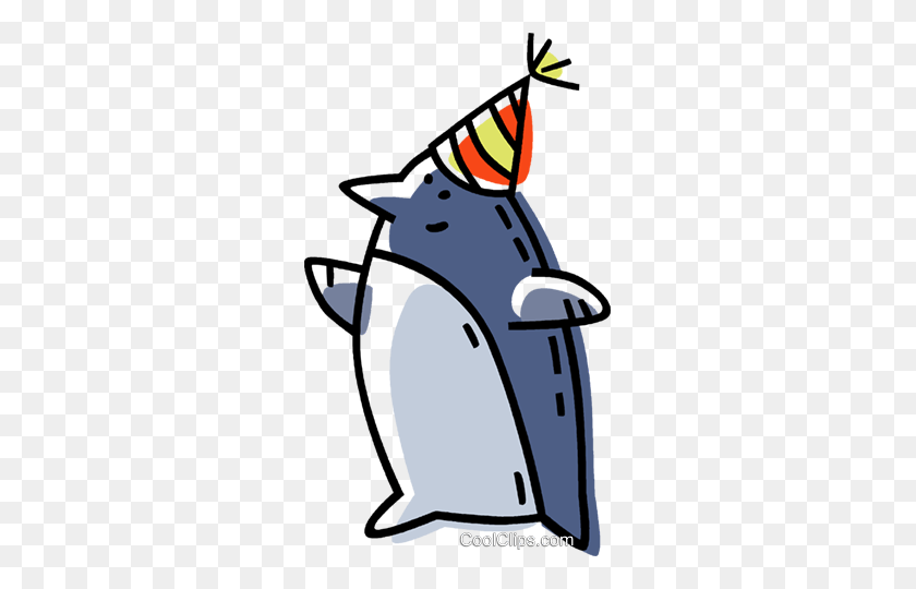 281x480 Penguin In A Funny Hat Royalty Free Vector Clip Art Illustration - Crazy Hat Clipart