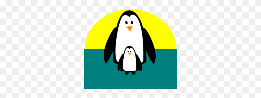 298x255 Penguin Mom And Baby Clip Art - Baby Penguin Clipart