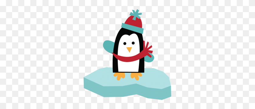 289x300 Penguin On Ice My Miss Kate Cuttables Penguins - Christmas Party Clipart