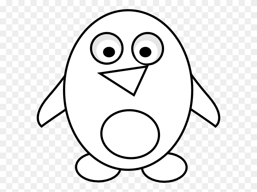 600x569 Пингвин Наброски Картинки - Пингвин Клипарт Черный И Белый