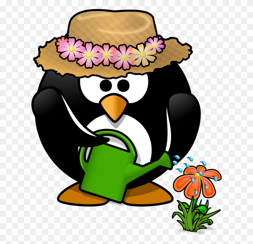 632x750 Penguin Raised Bed Gardening Watering Cans - Flower Bed Clipart