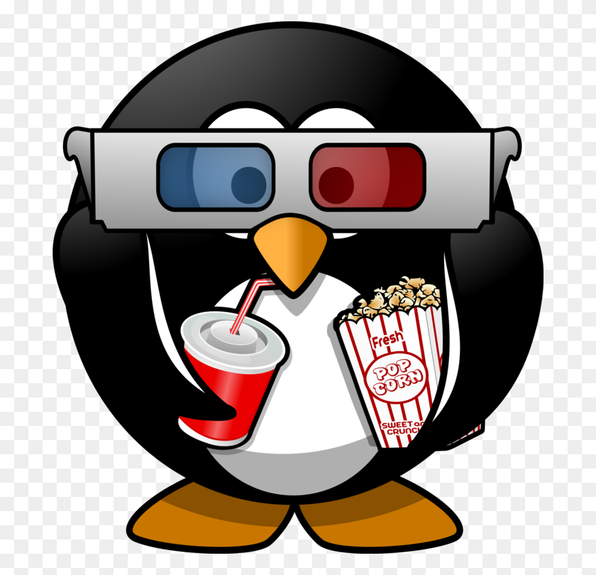 692x750 Penguin T Shirt Film Cinema - Popcorn Machine Clipart