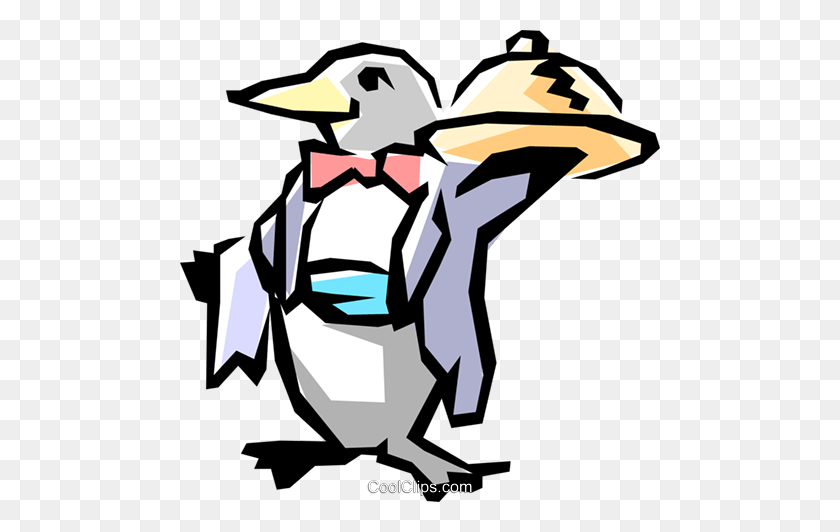 480x472 Penguin Waiter Royalty Free Vector Clipart Ilustración - Clipart Waiter