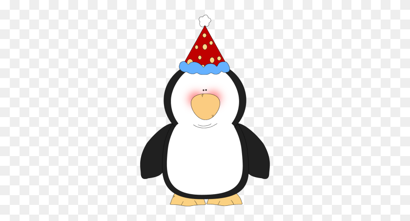 266x393 Пингвин В Шляпе Для Вечеринки Картинки Холодно Морозные Снеговики - Разминка Клипарт