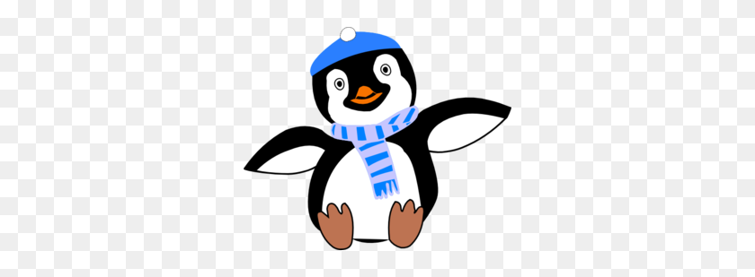 298x249 Penguin Wearing Hat And Scarf Clip Art - Lie Clipart