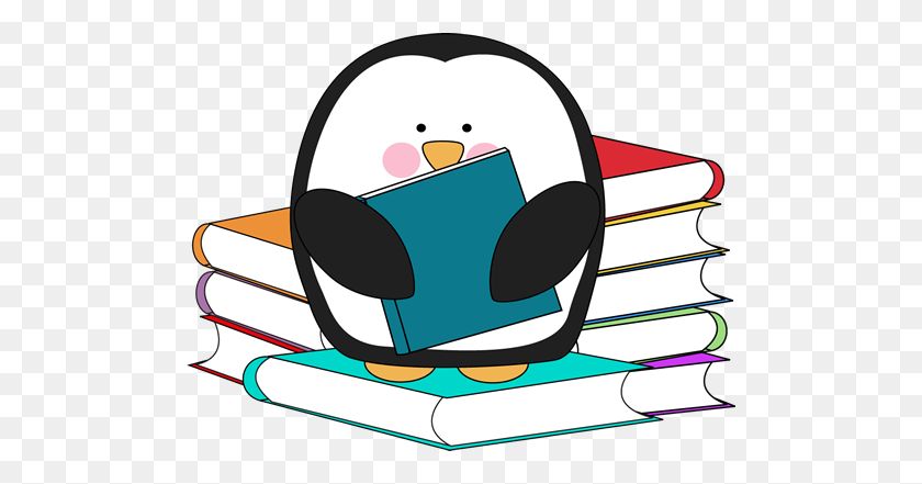 500x381 Penguin With Books Clip Art - Chapter Book Clipart