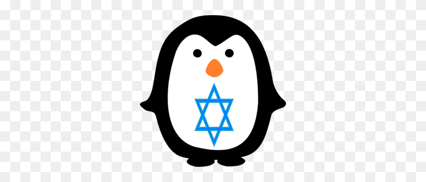 288x300 Penguin With Jewish Star Clip Art - Jewish Star Clip Art