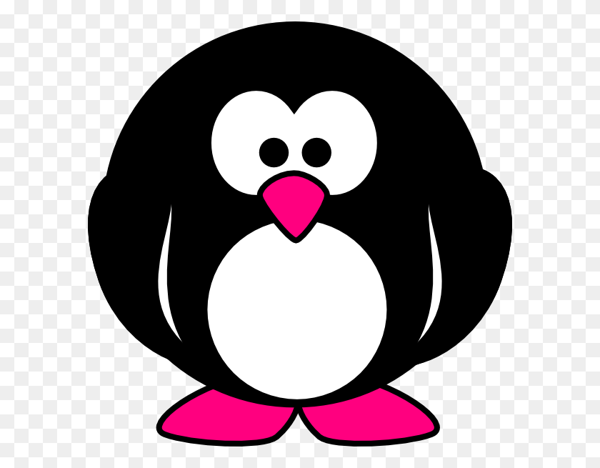 594x595 Penguin With Pink Feet Clip Art - Penguin Clipart