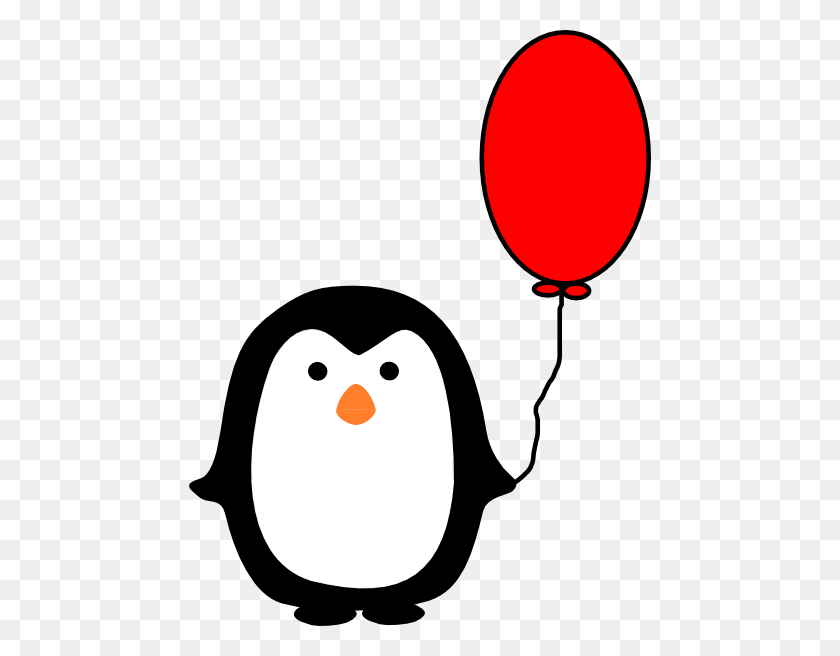 462x596 Пингвин С Красным Воздушным Шаром Картинки - Воздушный Шар Животных Клипарт