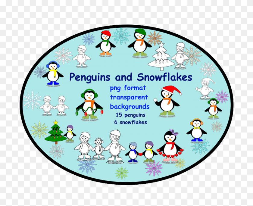 2600x2083 Pingüinos Y Copos De Nieve Clipart En Formato Png - Copos De Nieve Png Transparente