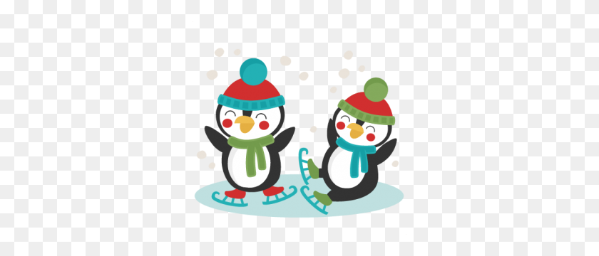 300x300 Penguins Ice Skating Scrapbook Cute Clipart - Free Ice Skating Clipart