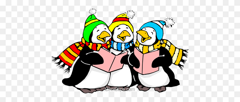 480x297 Penguins Singing Royalty Free Vector Clip Art Illustration - Singing Clipart