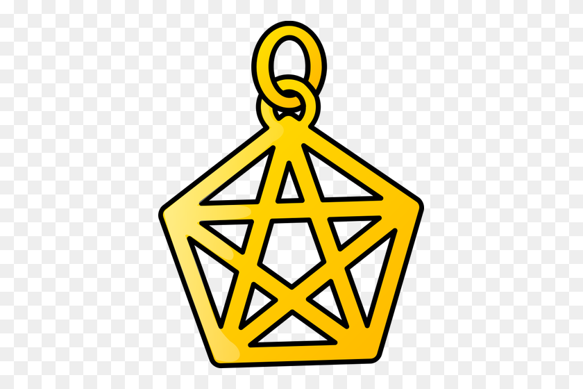 383x500 Pentacle Necklace Vector Graphics - Gold Necklace Clipart