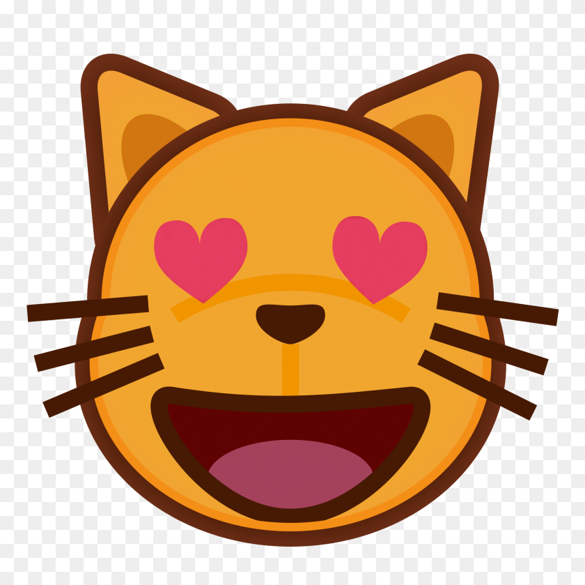 2000x2000 Peo Smiling Cat Face With Heart Shaped Eyes - Cat Emoji PNG