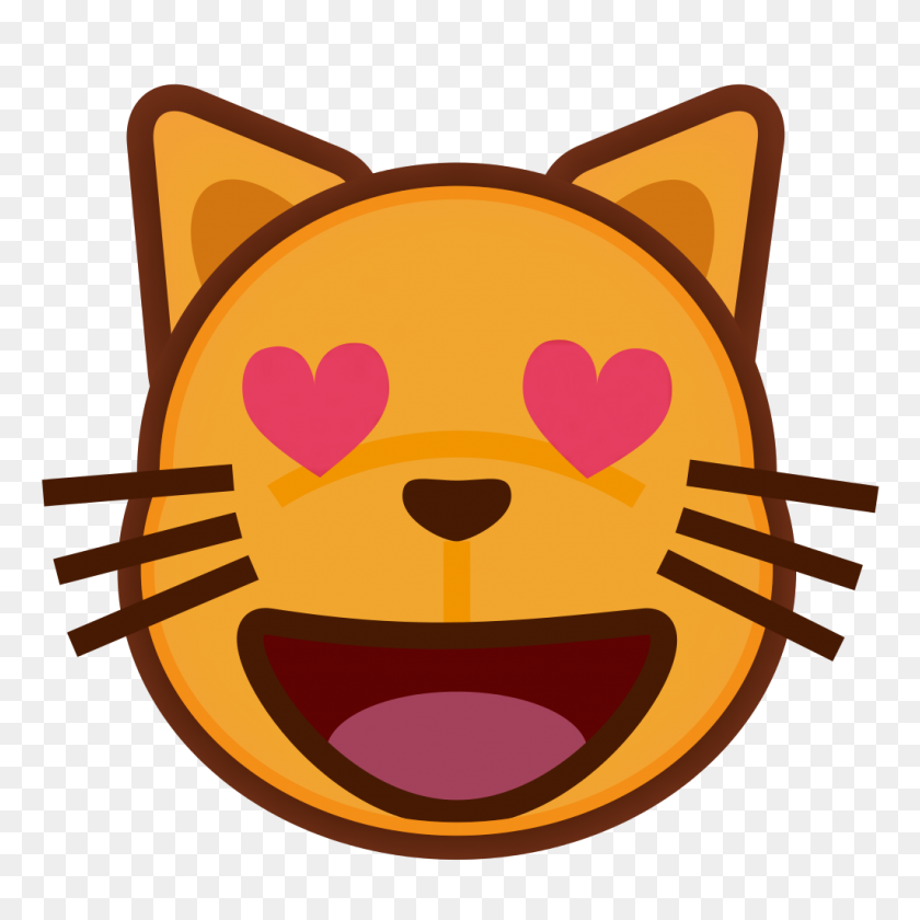 1024x1024 Peo Smiling Cat Face With Heart Shaped Eyes - Heart Eye Emoji PNG