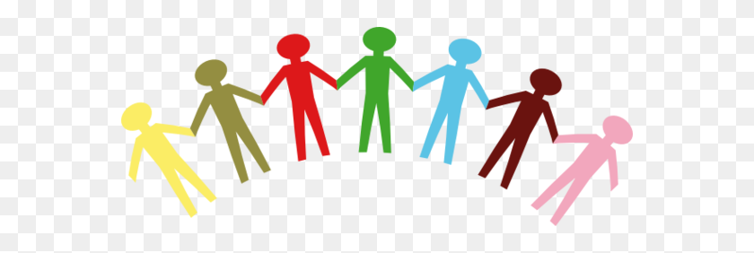 570x222 People Holding Hand Group With Items - People Holding Hands Clipart