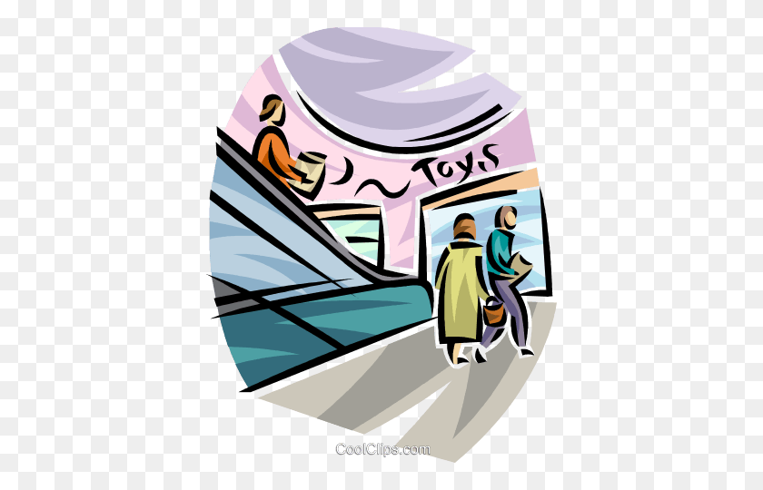 386x480 People In A Shopping Mall Royalty Free Vector Clip Art - Shopping Mall Clipart