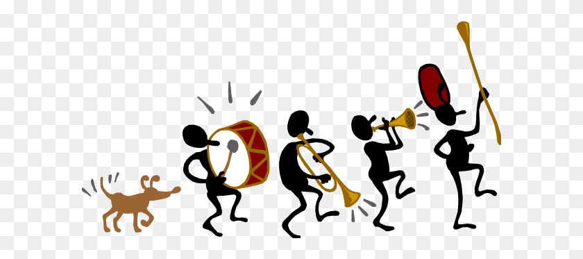 604x313 People Marching Cliparts - Marching Band Clipart Black And White