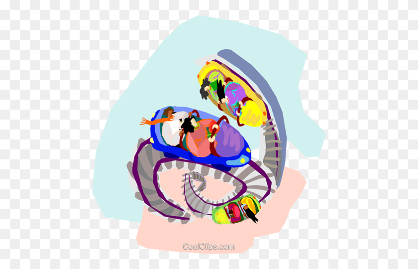 470x480 People On Roller Coaster Ride Royalty Free Vector Clip Art - Roller Coaster Clipart