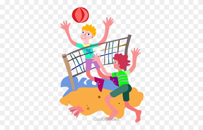 348x480 People Playing Volleyball Clipart - Playing With Friends Clipart