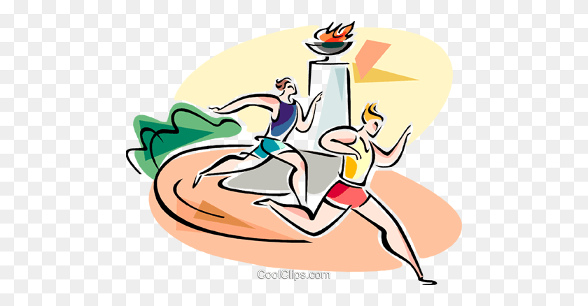 480x378 People Running Race Royalty Free Vector Clip Art Illustration - Running Race Clipart