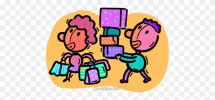 480x333 People Shopping Royalty Free Vector Clip Art Illustration - People Shopping PNG