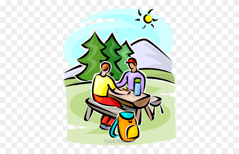 397x480 People Sitting - Picnic Table Clipart