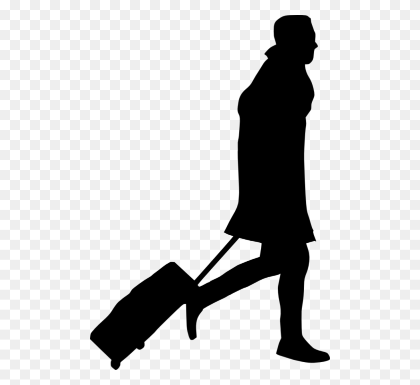 480x711 People With Luggage Silhouette Png - People PNG