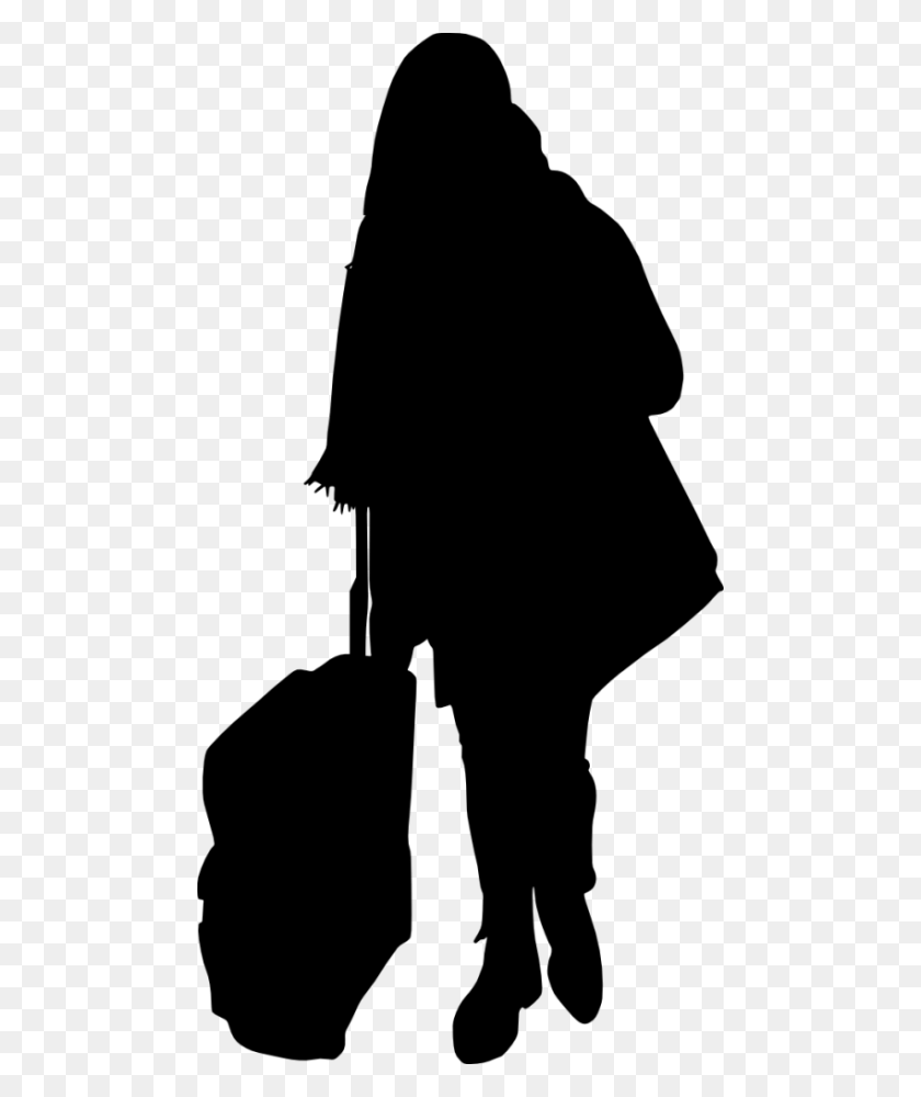 480x940 People With Luggage Silhouette Png - People Silhouette PNG