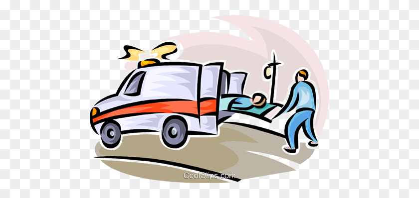 480x338 Person Being Loaded Into An Ambulance Royalty Free Vector Clip Art - Ambulance Clipart