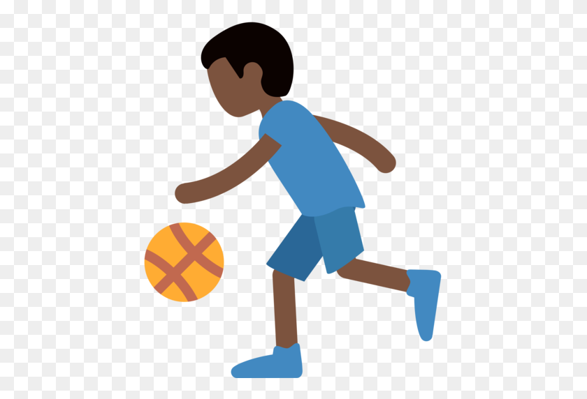 512x512 Человек Прыгает Мячом Темной Кожи Эмодзи - Прыгающий Баскетбол Клипарт
