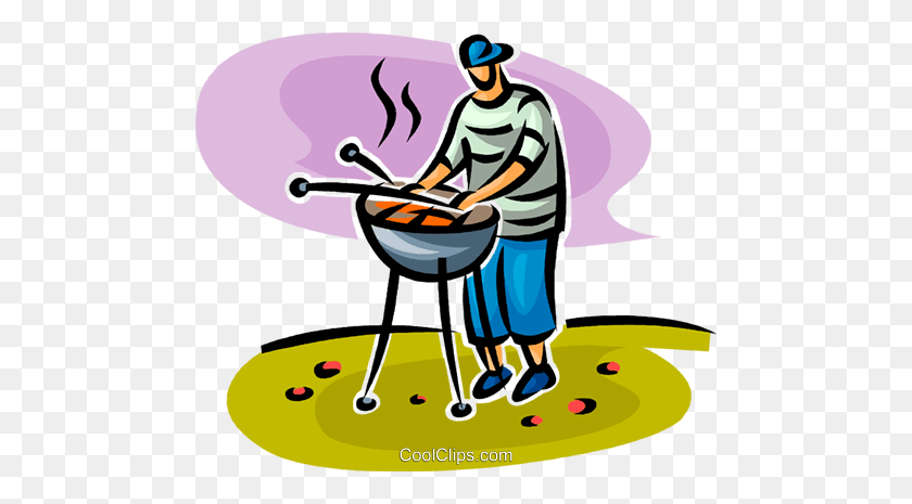 480x405 Person Cooking On The Barbecue Royalty Free Vector Clip Art - Cooking Clipart