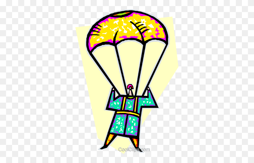 341x480 Person In A Parachute Royalty Free Vector Clip Art Illustration - Skydiving Clipart